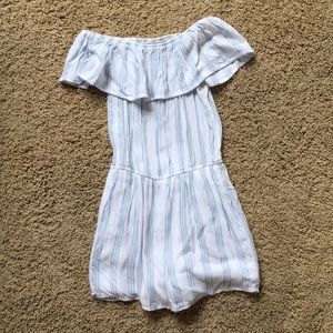Blue and white striped romper
